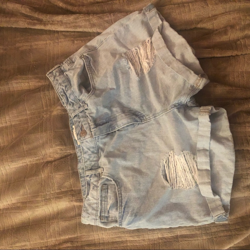 Distressed Cuffed Denim Shorts